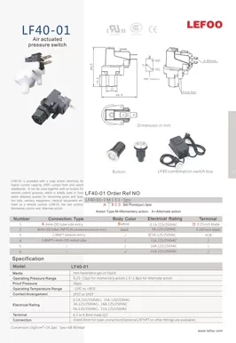 Interruptor de pressão atuado a ar LF40-01