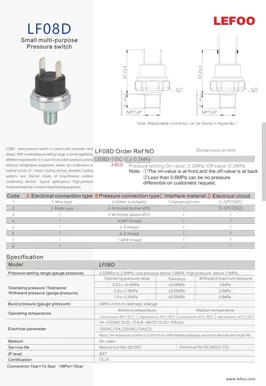 Interruptor de pressão do compressor de ar LF08D