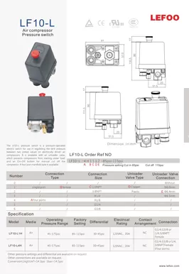 Compressor de ar Interruptor de Pressão LF10-L