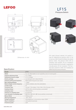 Compressor de ar Interruptor de Pressão LF15