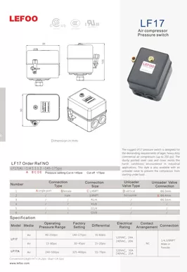 Compressor de ar Interruptor de Pressão LF17