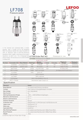 Interruptor de pressão do diafragma LF708
