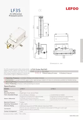 Interruptor de pressão de ar diferencial LF35