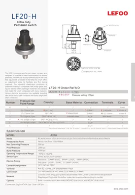 Interruptor de Alta Pressão Diferencial-livre LF20-H
