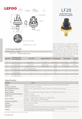 Interruptor de pressão multifuncional livre de diferencial LF20