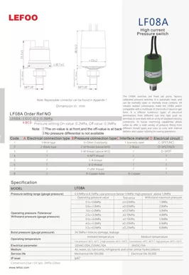 Interruptor de alta pressão atual LF08A