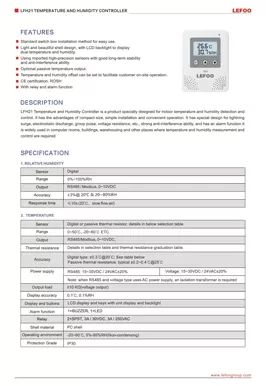 Controlador de temperatura e umidade LEFOO LFH21