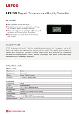 LEFOO LFH60 Transmissor Magnético de Temperatura e Humidade
