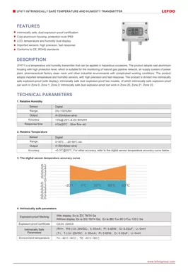 LEFOO LFH71 Transmissor de temperatura e umidade intrinsecamente seguro