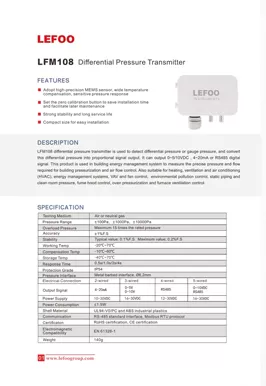 LEFOO LFM108 Transmissor de Baixa Pressão Diferencial