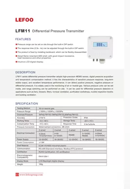 LEFOO LFM11 Transmissor de Pressão Diferencial