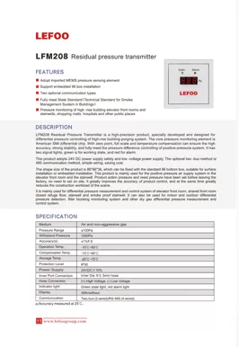 Transdutor de pressão residual LEFOO LFM208