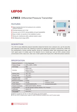 Transmissor de pressão diferencial de alta precisão LEFOO LFM53