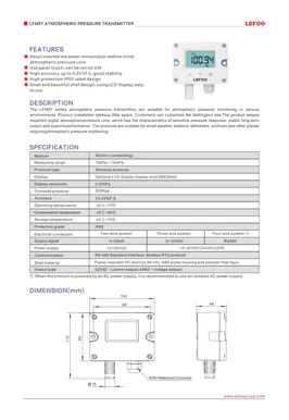 LEFOO LFM57 Transmissor de Pressão Atmosférica