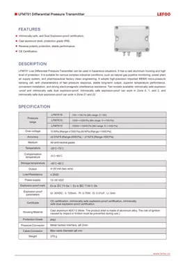 Transmissor de pressão diferencial industrial LEFOO LFM751