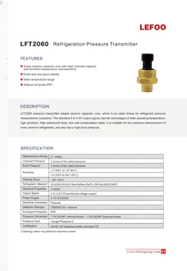 LEFOO LFT2060 Transmissor de Pressão de Refrigeração