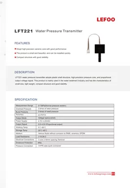 LEFOO LFT221 Transmissor de Pressão de Água