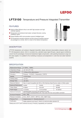 Transmissor de Temperatura & Pressão LEFOO LFT3100