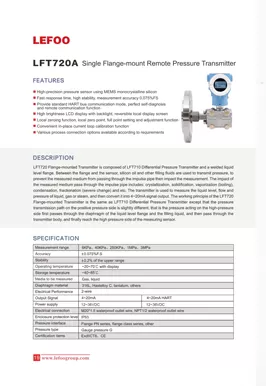 Transmissor de pressão diferencial montado na flange da série LEFOO LFT720A