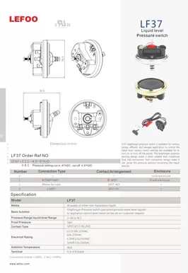 Interruptor de pressão de nível líquido LF37