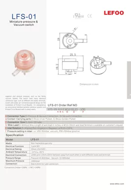 Interruptor de pressão e vácuo em miniatura LFS-01