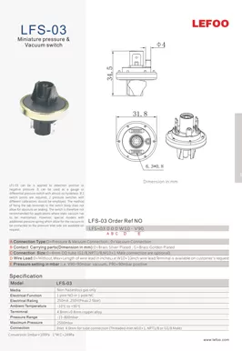 Interruptor de pressão e vácuo em miniatura LFS-03