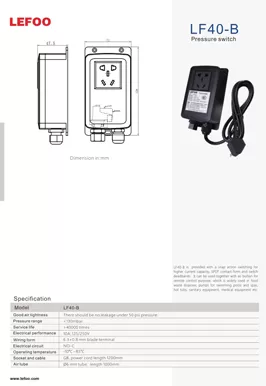 LF40-B de caixa de interruptor de pressão pneumática