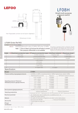 Interruptor de pressão para o ventilador Refrigerador LF08H