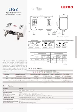 Interruptor de pressão LF58 do sistema de refrigeração